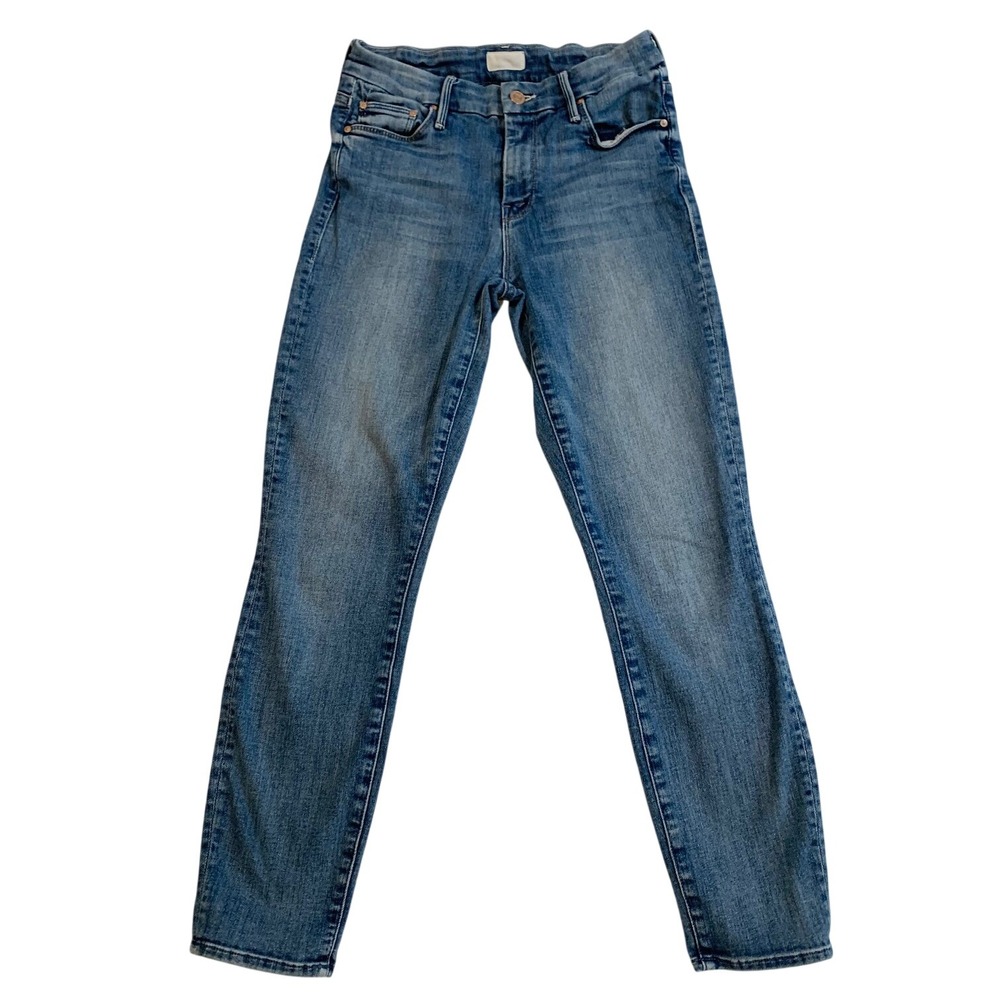 Mother The Looker Crop Skinny Jeans Make Me Wash Size 25 Blue Denim 1121-360